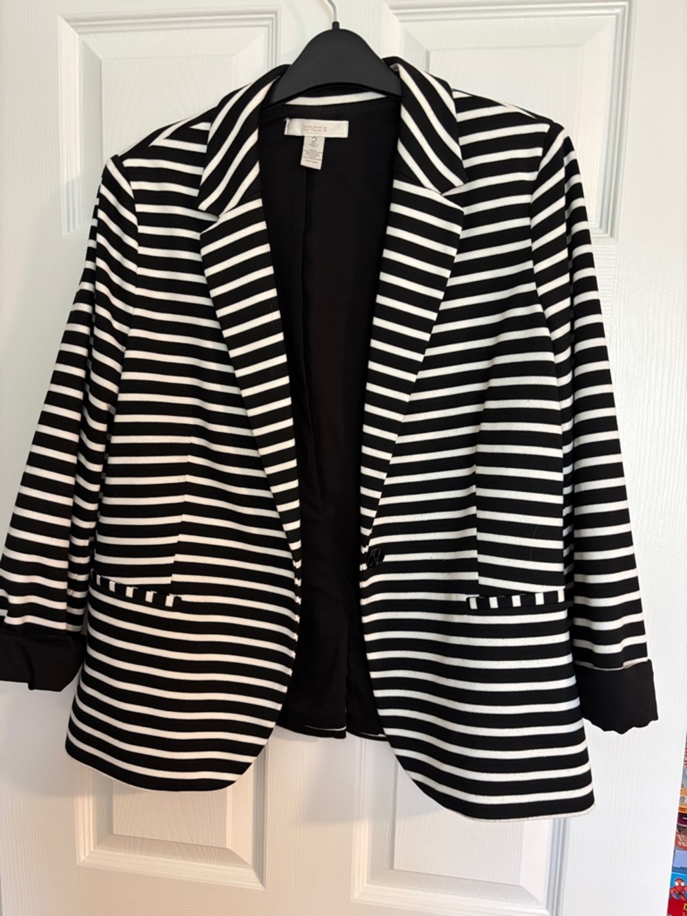 Chico's Black and White Striped Women's Blazer